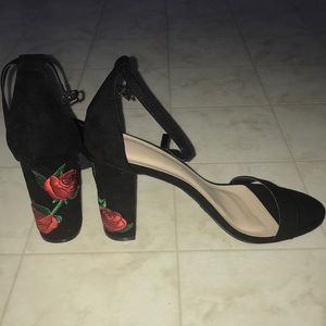 Black Heels w/ Rose Detailing